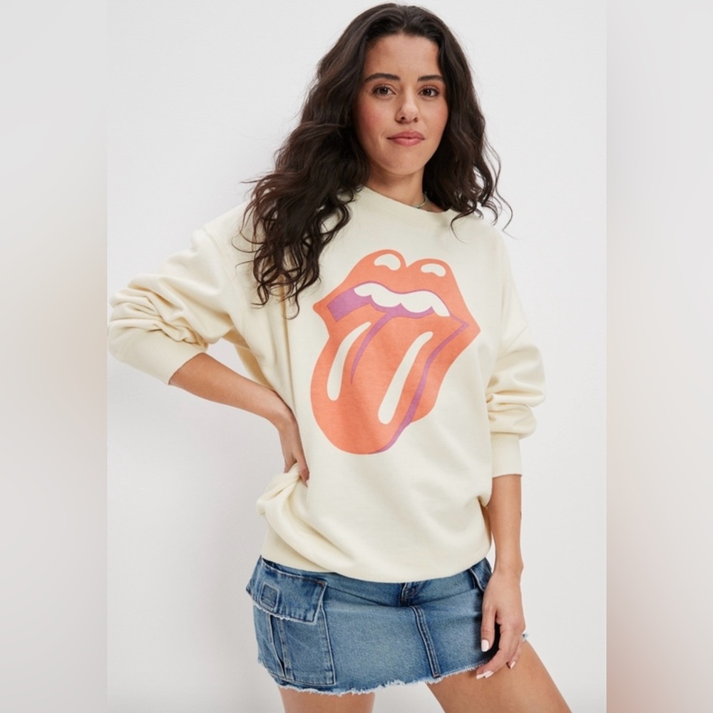 AE Oversized Rolling Stones Cream Sweater